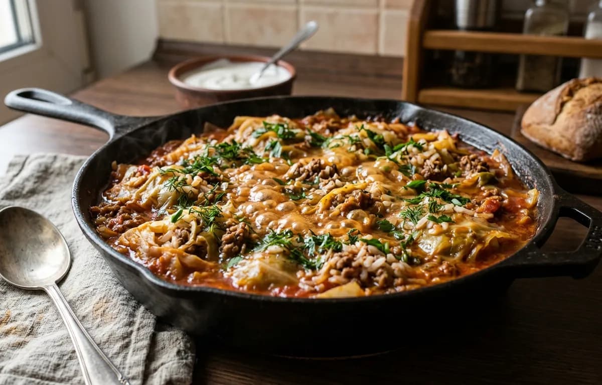 Беру капусту и фарш — получается блюдо вкуснее голубцов: всё тушится в одной сковороде и выходит безумно сочно