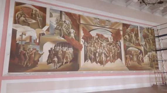 После резонанса в СМИ, в Брянском драмтеатре открыли для обозрения монументальное панно «Победа»